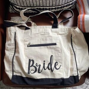 Bride Canvas Tote Bag - Cream and Black